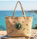 Galene Natural Stone detailed jute bag