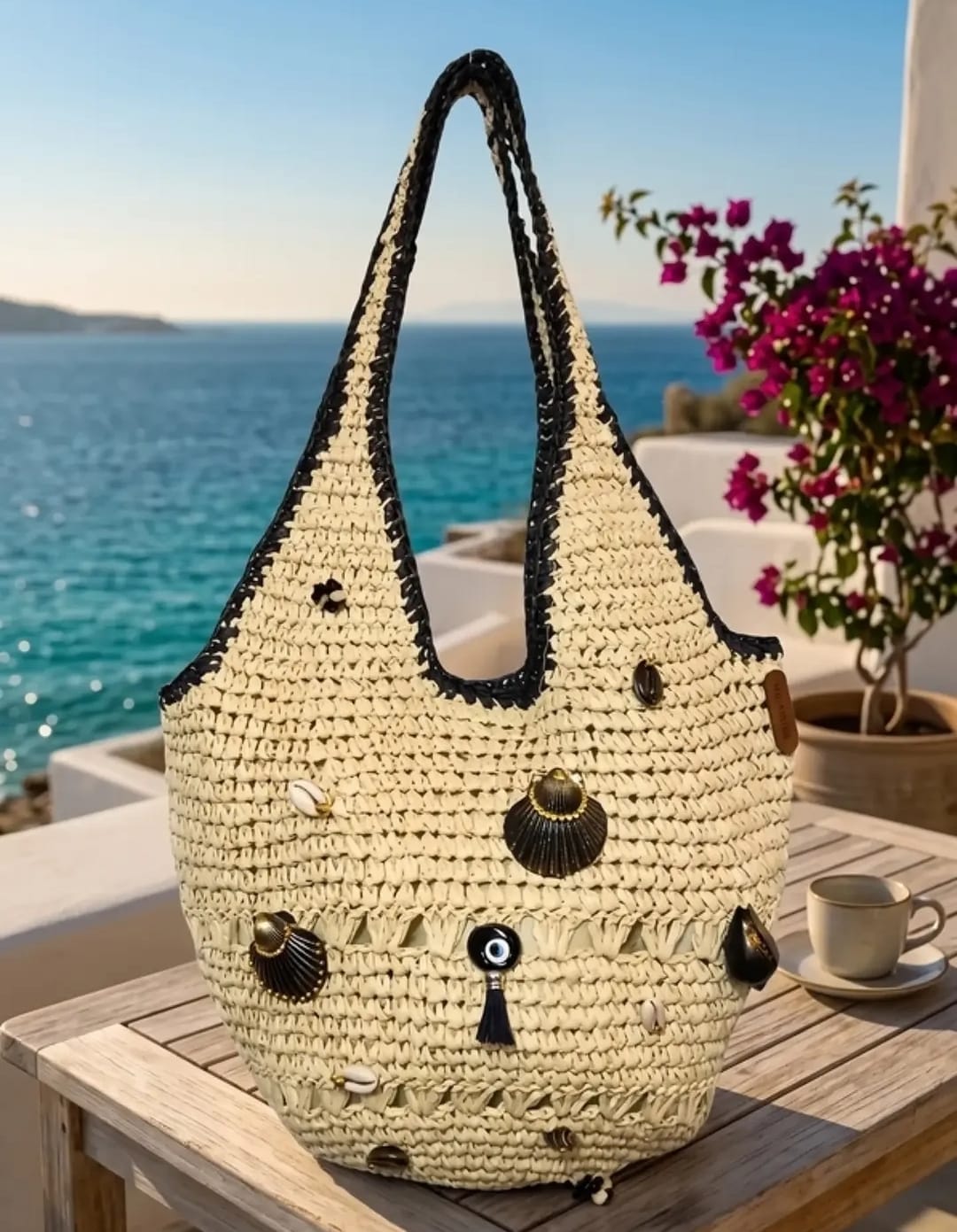 Nerano Deniz Kabuğu Tasarımlı Örgü Çanta