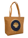 Golden Seashell Detailed Jute Tote Bag